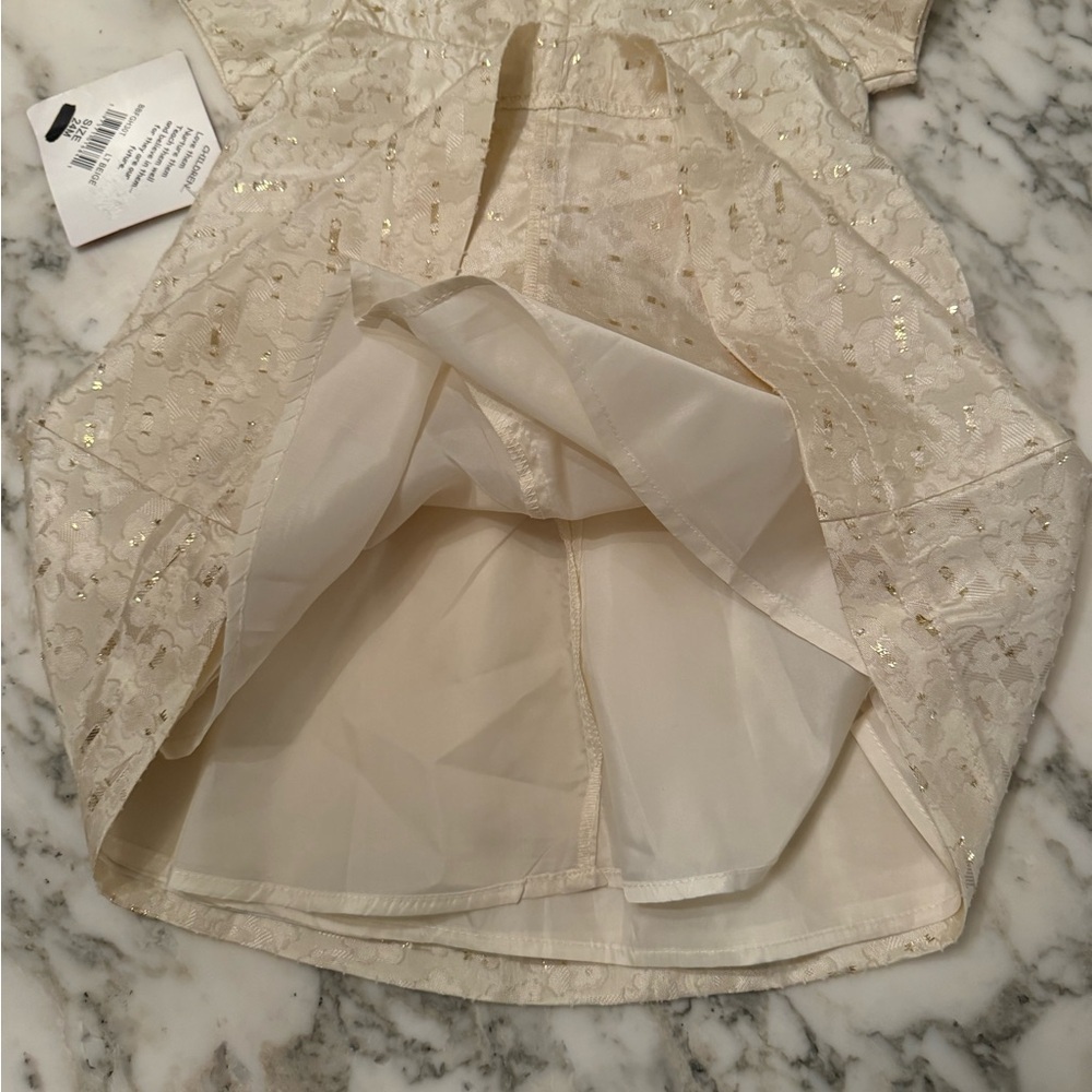 NWT Blueberi Boulevard Baby Girl Ivory & Gold Double Lined Dress Holiday - Picture 5 of 8
